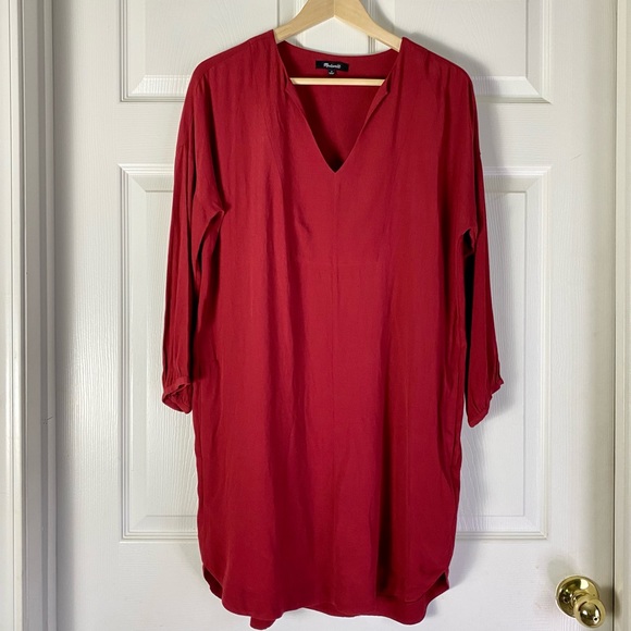 Madewell Maroon Du Jour Shift Dress - Picture 2 of 6